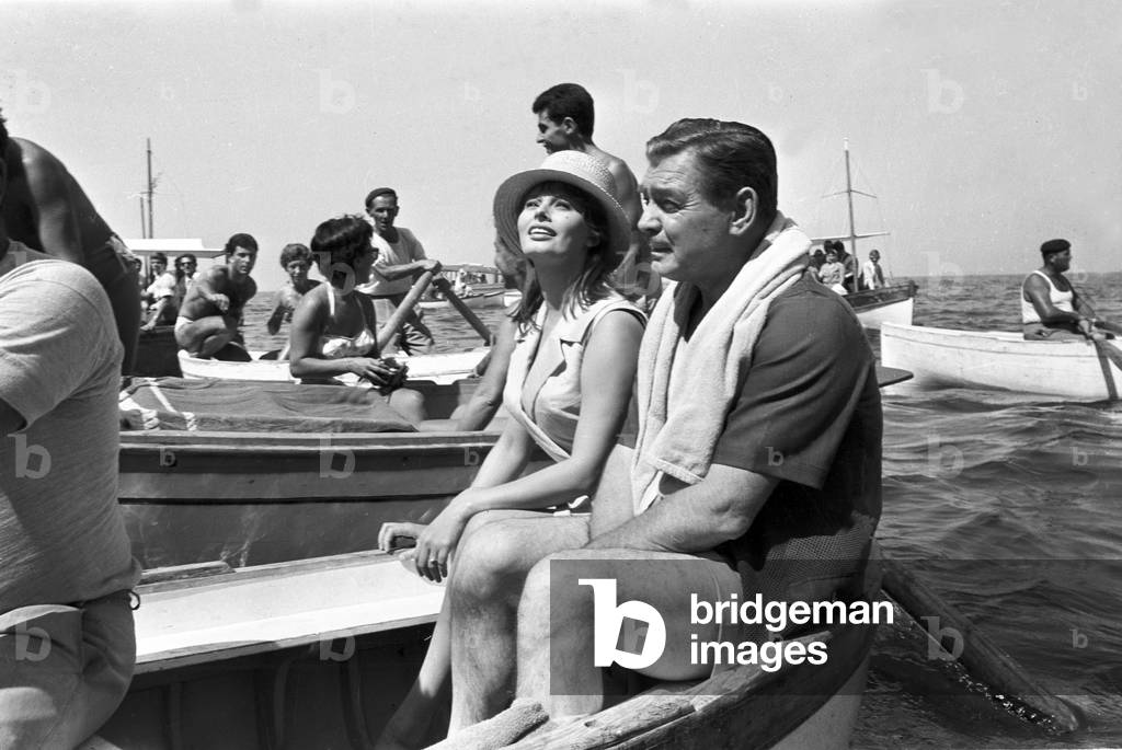 Sophia Loren with Clark Gable, 1959 (b/w photo)