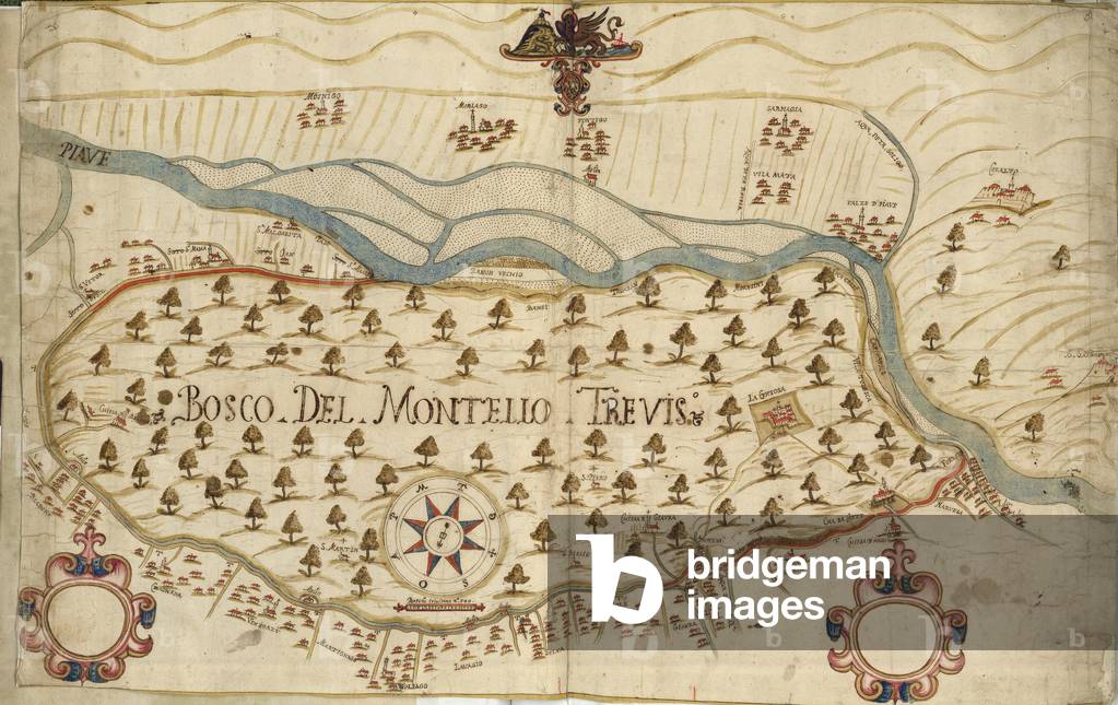 Montello, map, XVIII century, Veneto, Italy