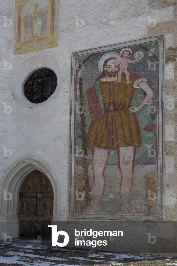 Saint Fosca church, Sain Cristoforo fresco, 1438, Pescul, Veneto, Italy