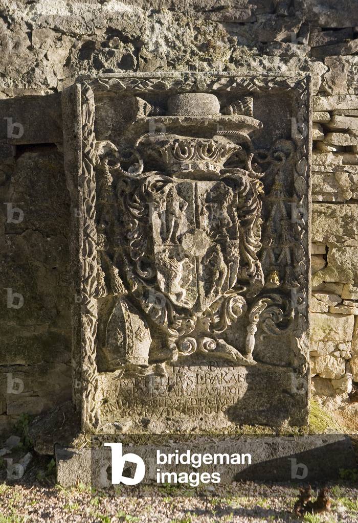 St. Nicolas church, St. Nicolas cathedral, headstone, Panzin, Croatia, Istria  (photo)