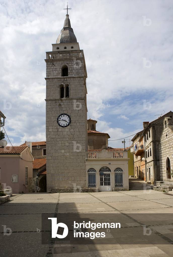 View of St. Mary church, Omisali, Krk, Croatia (photo)