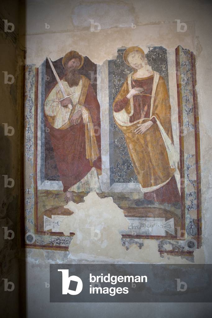 Fresco in the Church of Santa Croce, Populonia Alta, Piombino, Tuscany, Italy (photo)