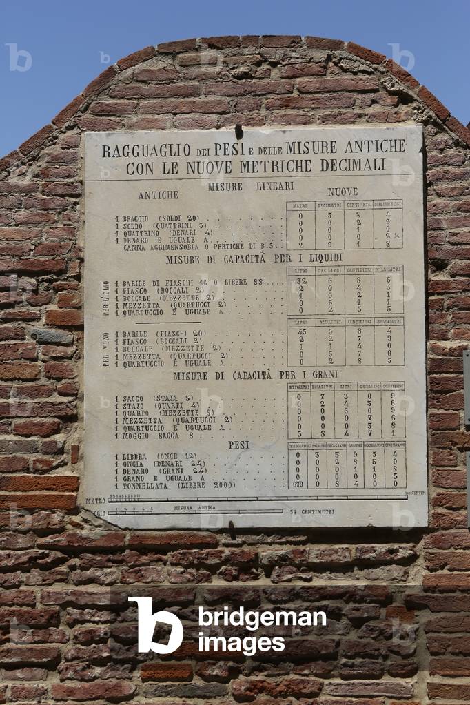 Table of Metric Weights and Measures, Palaia, Province of Pisa, Tuscany, Italy (photo)