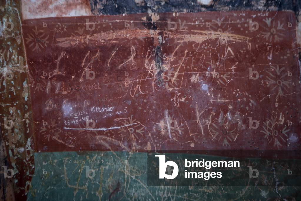 Detail of graffiti, Church of St. Rok, Draguc, Croatia (photo)