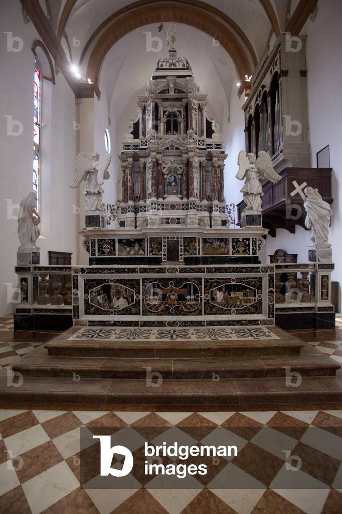 Saint Corona church, altar, marble tarsia, Vicenza, Veneto, Italy (photo)