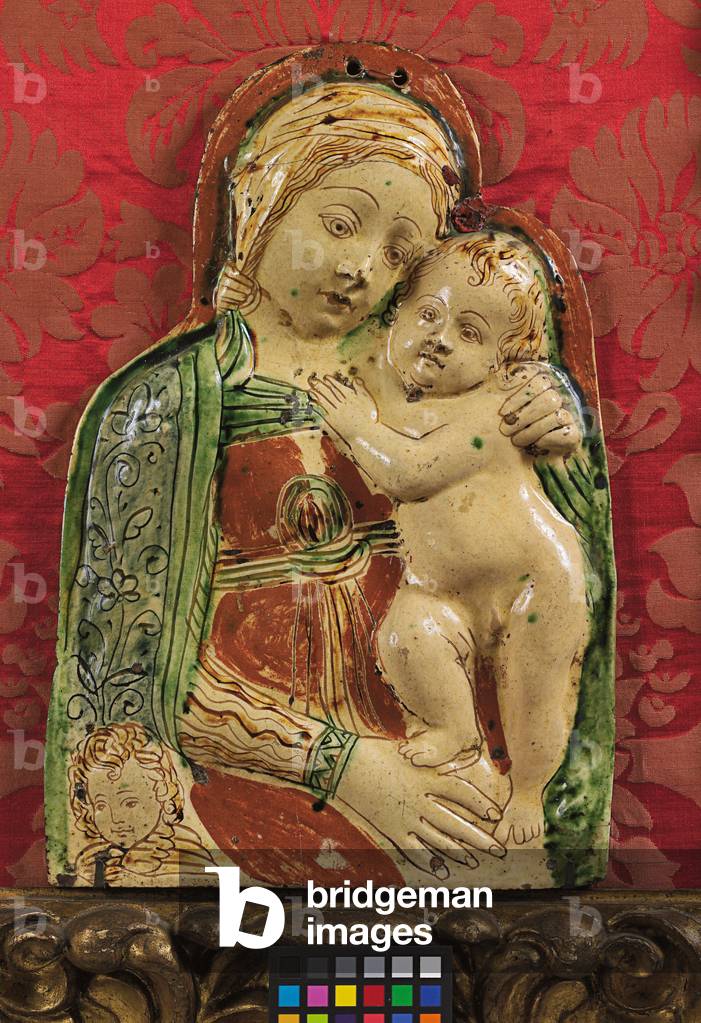 Panel with Madonna and Child Jesus (majolica)