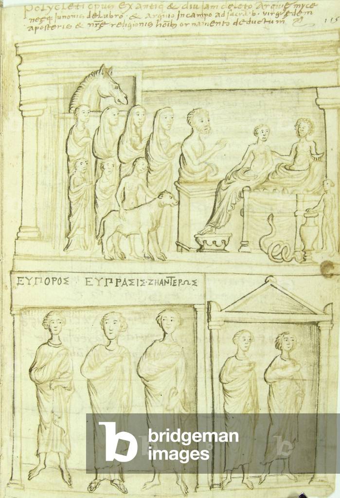 Illustration of three reliefs from the church of the Dormizione della Vergine