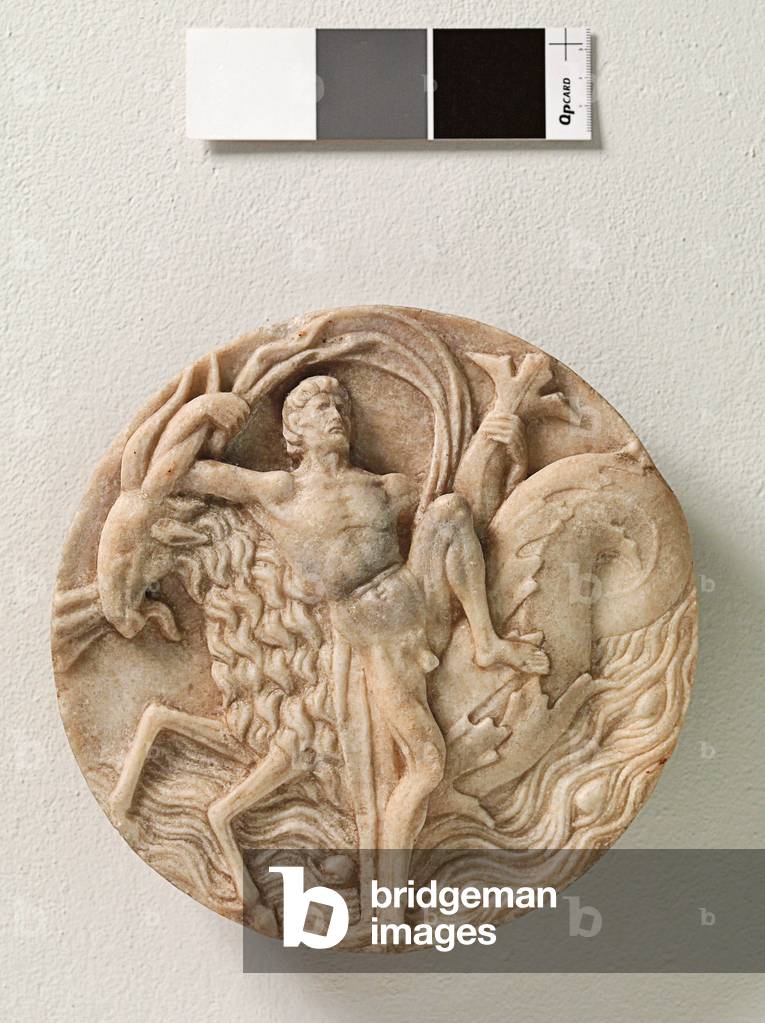 Male Figure with Imaginary Animal (marble)