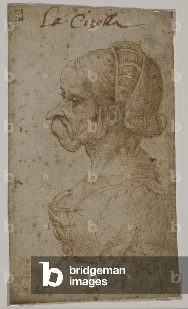 Bust of an Old Woman (pen & brown ink on white paper)