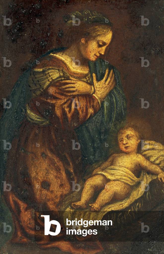 Madonna with the Child Jesus in the Manger
