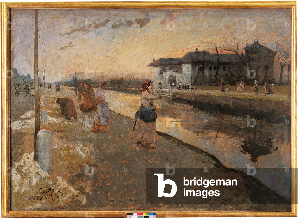 The Laundresses on the Naviglio, 1893 (oil on canvas)