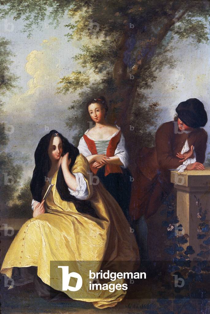 Noblewoman in the Garden with Damsel and Young Man