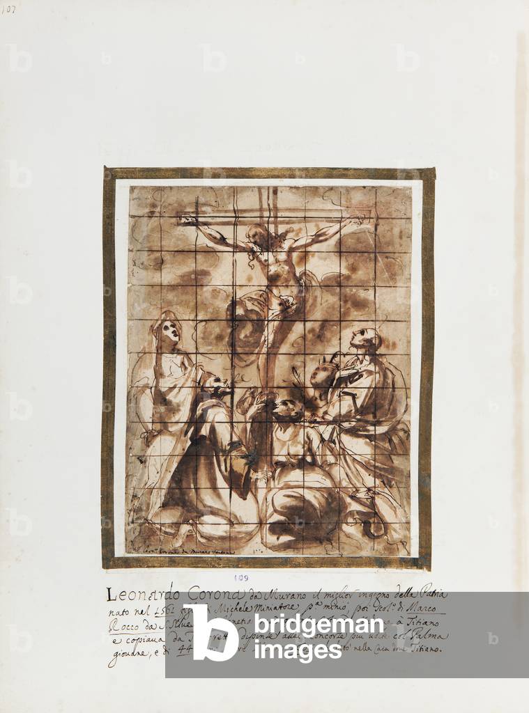 Crucified Christ with Virgin (maybe) and Saints