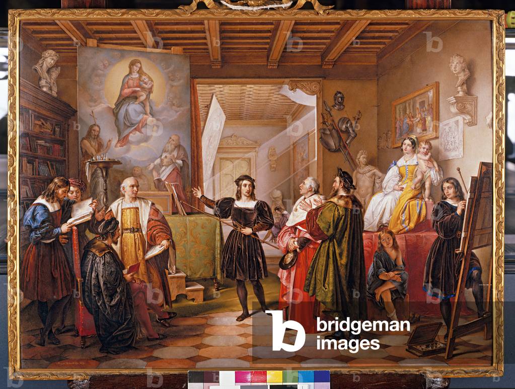 The Cardinal Bembo Visiting Raphael's Studio, 1839 (enamel on porcelain)