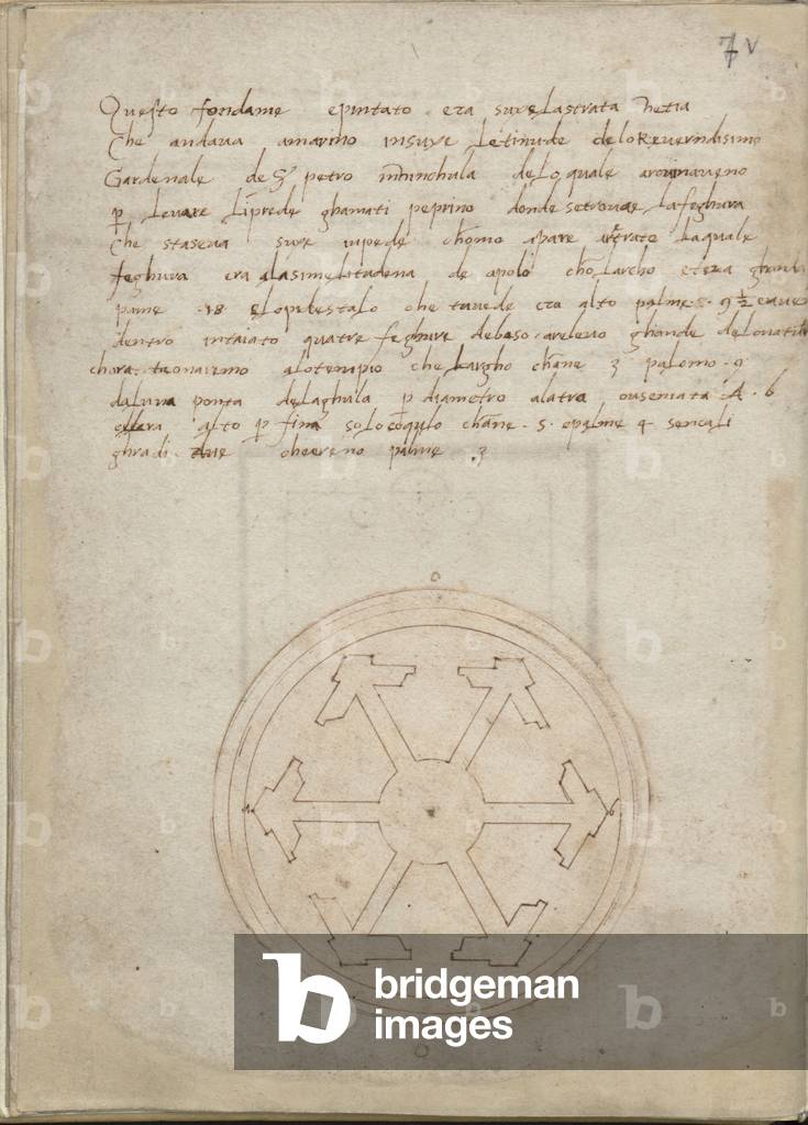 Text and plan of a circular-plan building