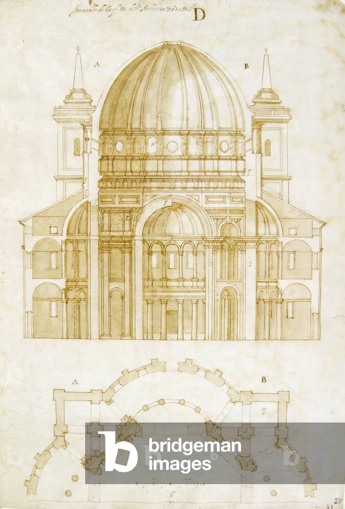 Plan and cross section of San Lorenzo Maggiore in Milan