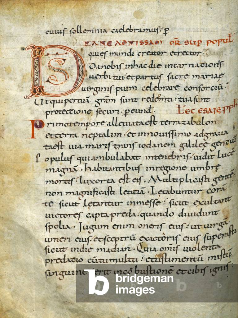 Illuminated page with initial from the Missale ambrosianum