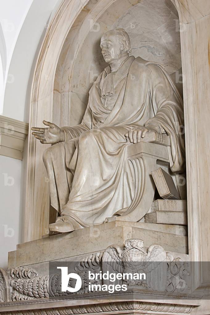 Detail of the monument to Gian Domenico Romagnosi, 19th century (white marble)