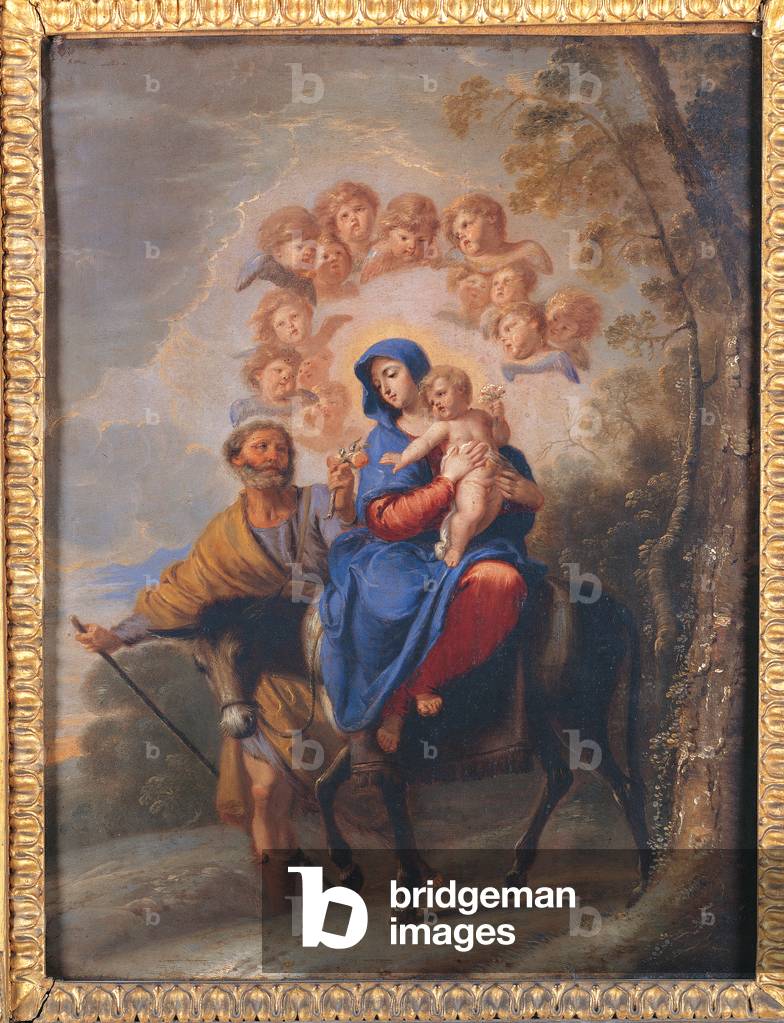 Flight into Egypt, 1700-19 (oil on copper)