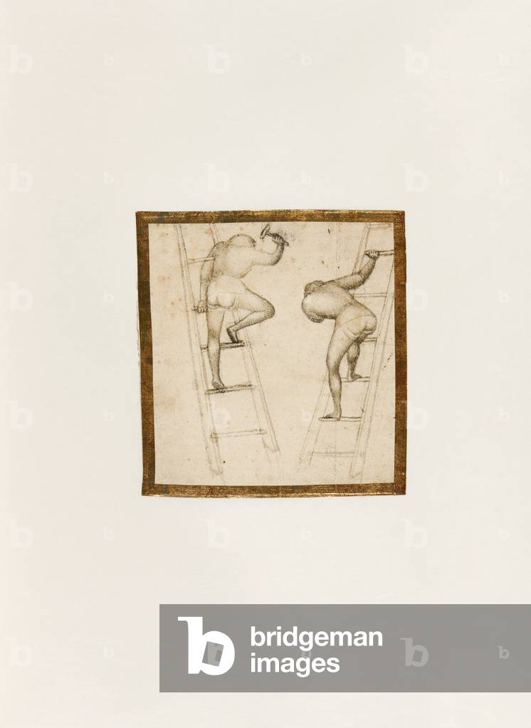 Two Men Climbing a Ladder