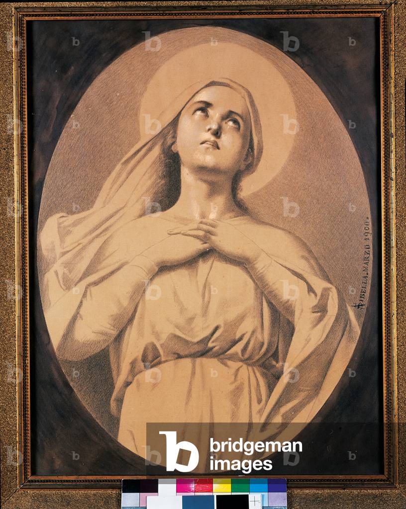 The Assumption of the Virgin, 1900 (black pencil & chalk on yellow paper)