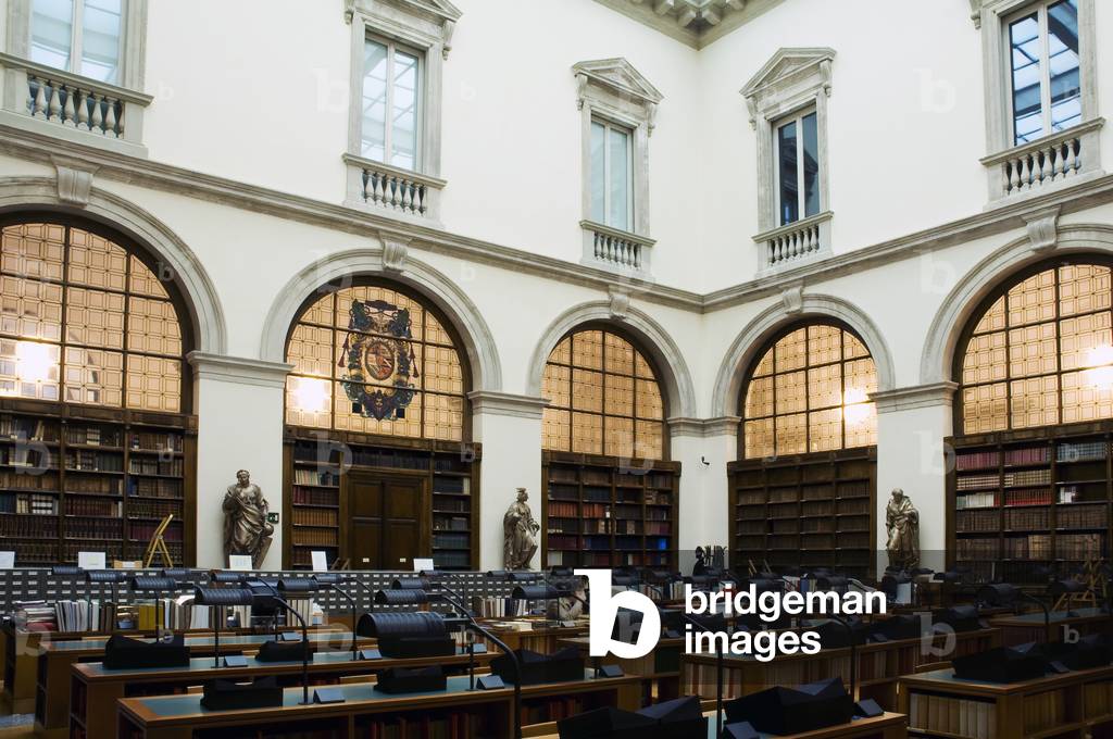 Current reading room at the Biblioteca Ambrosiana, Milan (photo)