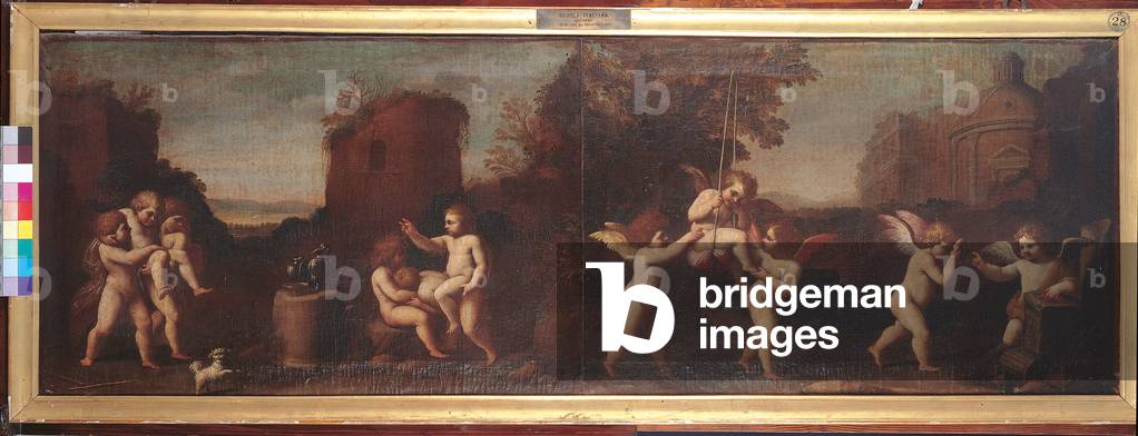 Landscape with Playing Cherubs, c.1630-50 (oil on canvas)