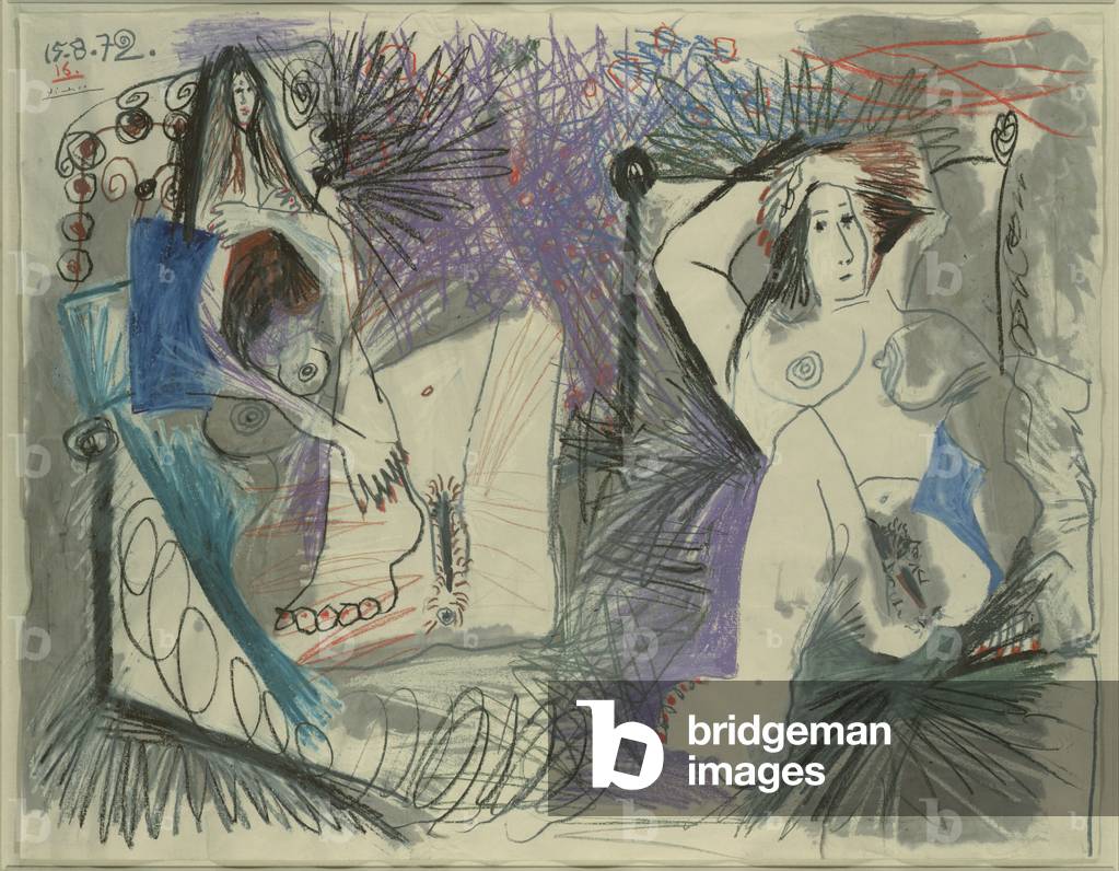 Nudi femminili, 1972 (pastello colorato su carta)