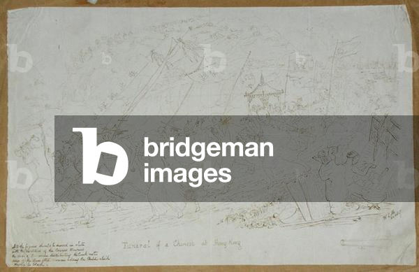 Beerdigung eines Chinesen in Hong Kong, 1857 (Tinte auf Papier)