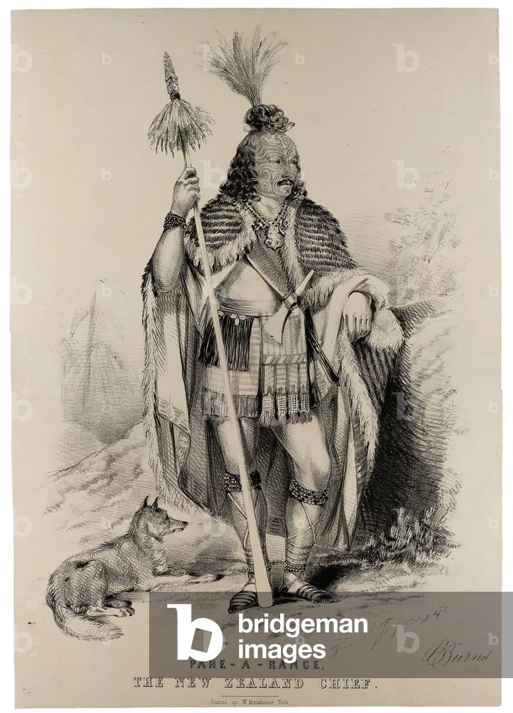 Pahe-A-Range, the New Zealand Chief, c.1844 (litho)