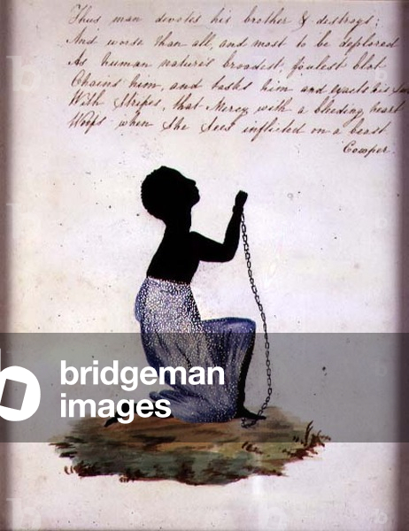 Slave with Chains and a Poem, c.1827 (w/c on watermarked paper and prickwork)