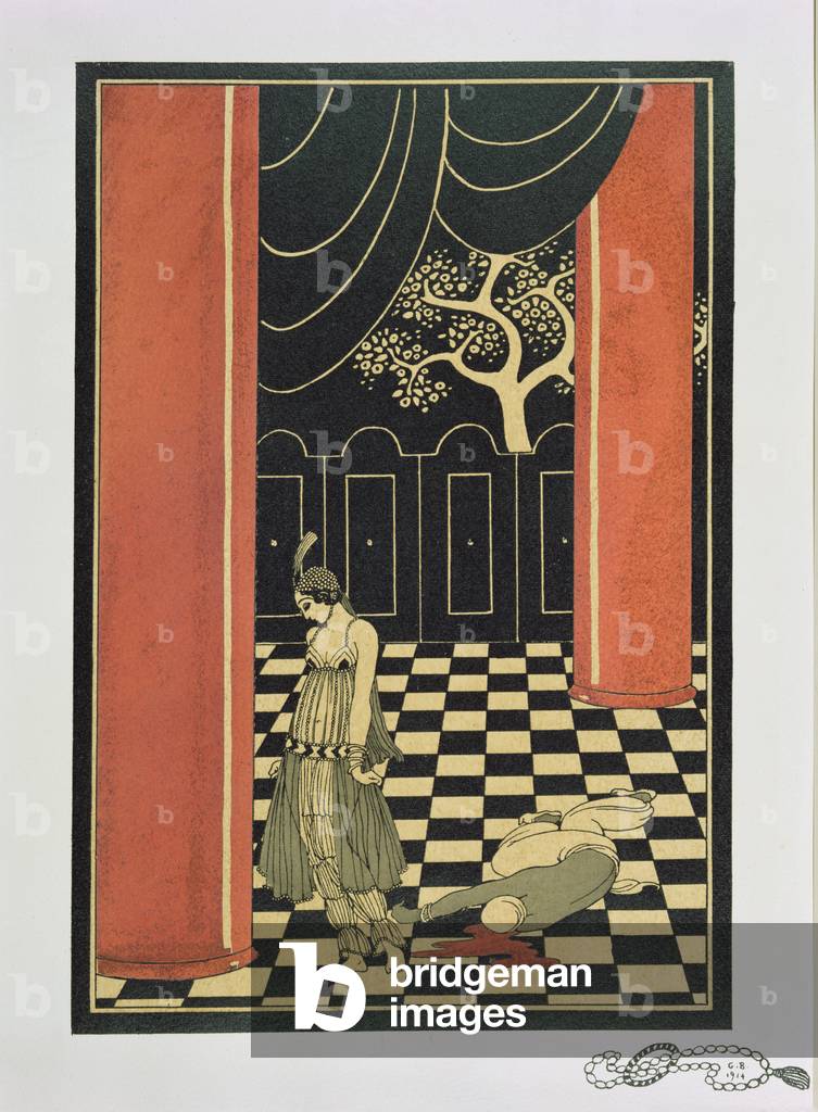 Tamara Karsavina (1885-1978) in 'Thamar' di Fokine nel 1912, pub. 1914 (stampa pochoir)