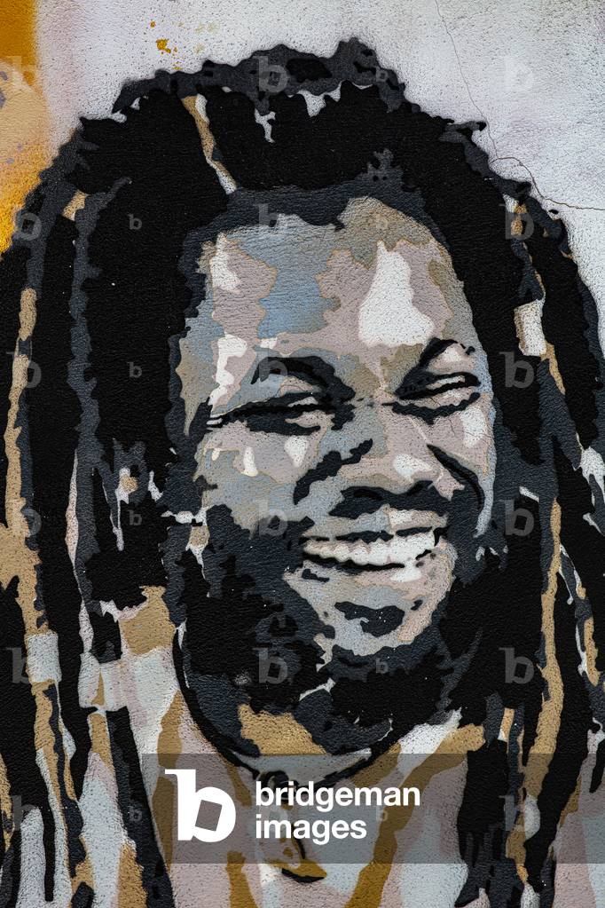 Market Le Capo portrait of a migrant Street Art version