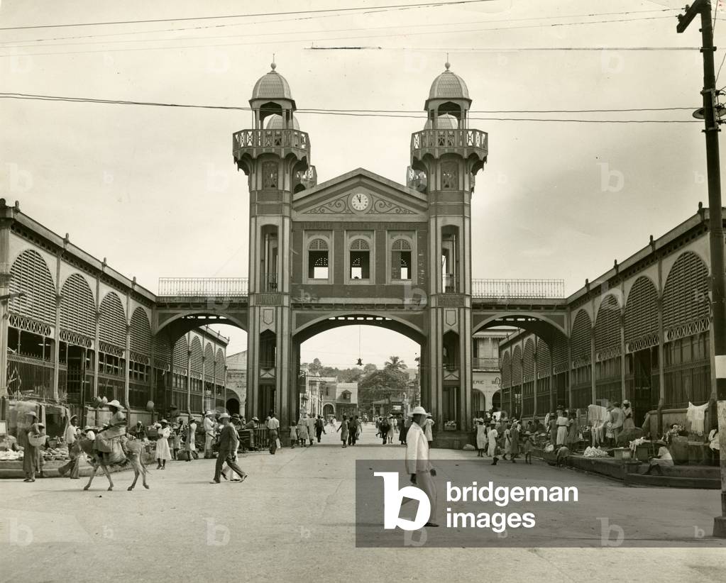 Iron Market in Port-au-Prince, 1953 (b/w photo)