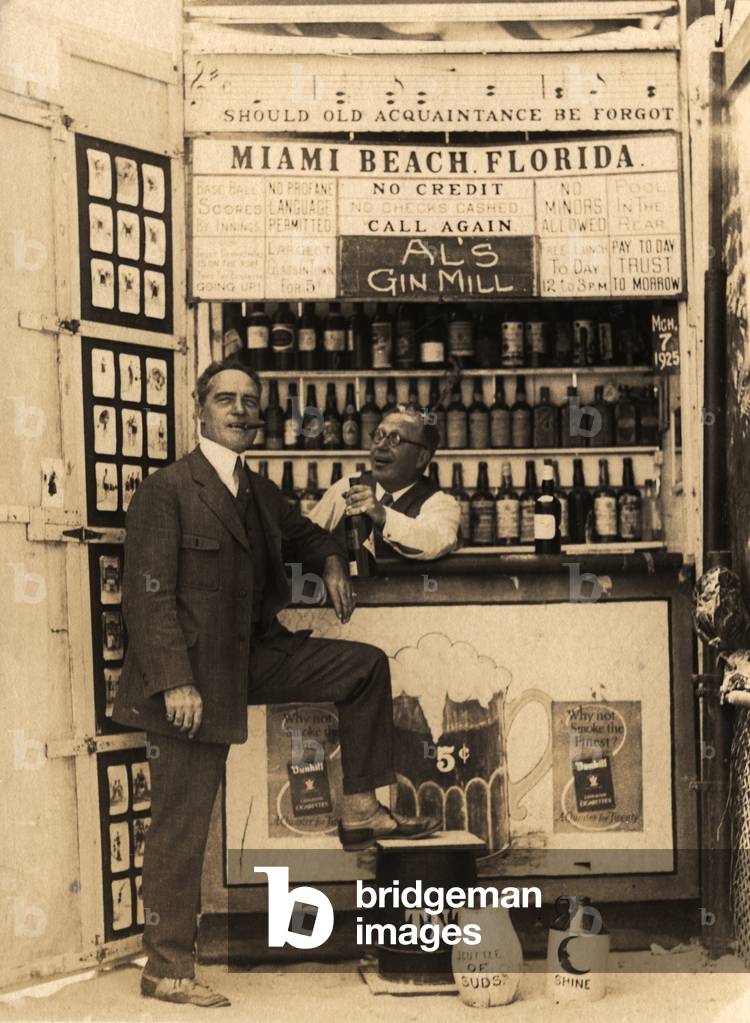 A customer steps up to the bar at Al's Gin Mill, in Hardie's Casino on Miami Beach, c.1925-33 (b/w photo)