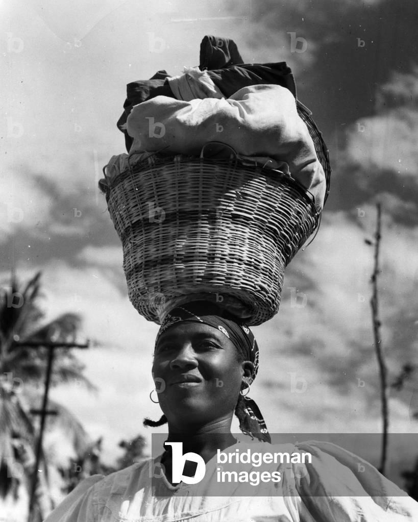 Haitian woman vendor, c.1959 (b/w photo)
