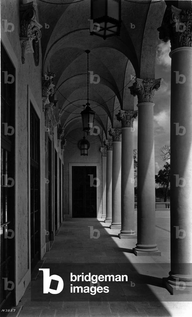 A breezeway at the Biltmore Hotel and Country Club, 1925 (b/w photo)