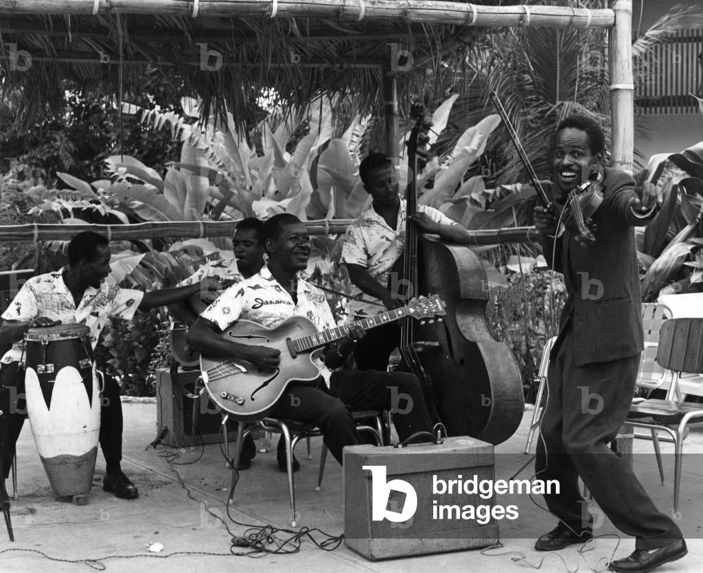 Mento band in performance, c.1962 (b/w photo)