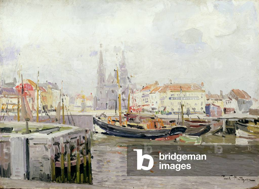 SS. Petrus en Pauluskerk and the Vissers Quay in Ostend (oil on board)