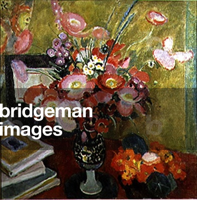 Blumen und Bücher auf einem Tisch (Öl auf Leinwand)