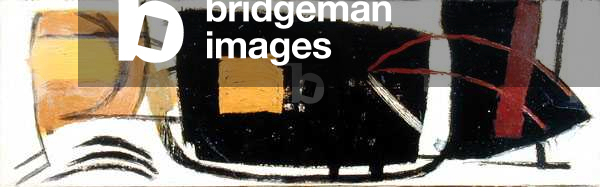 Image of Painting depicting Black and Yellow Reclining Figure (oil on board), 20th century by Roger Hilton