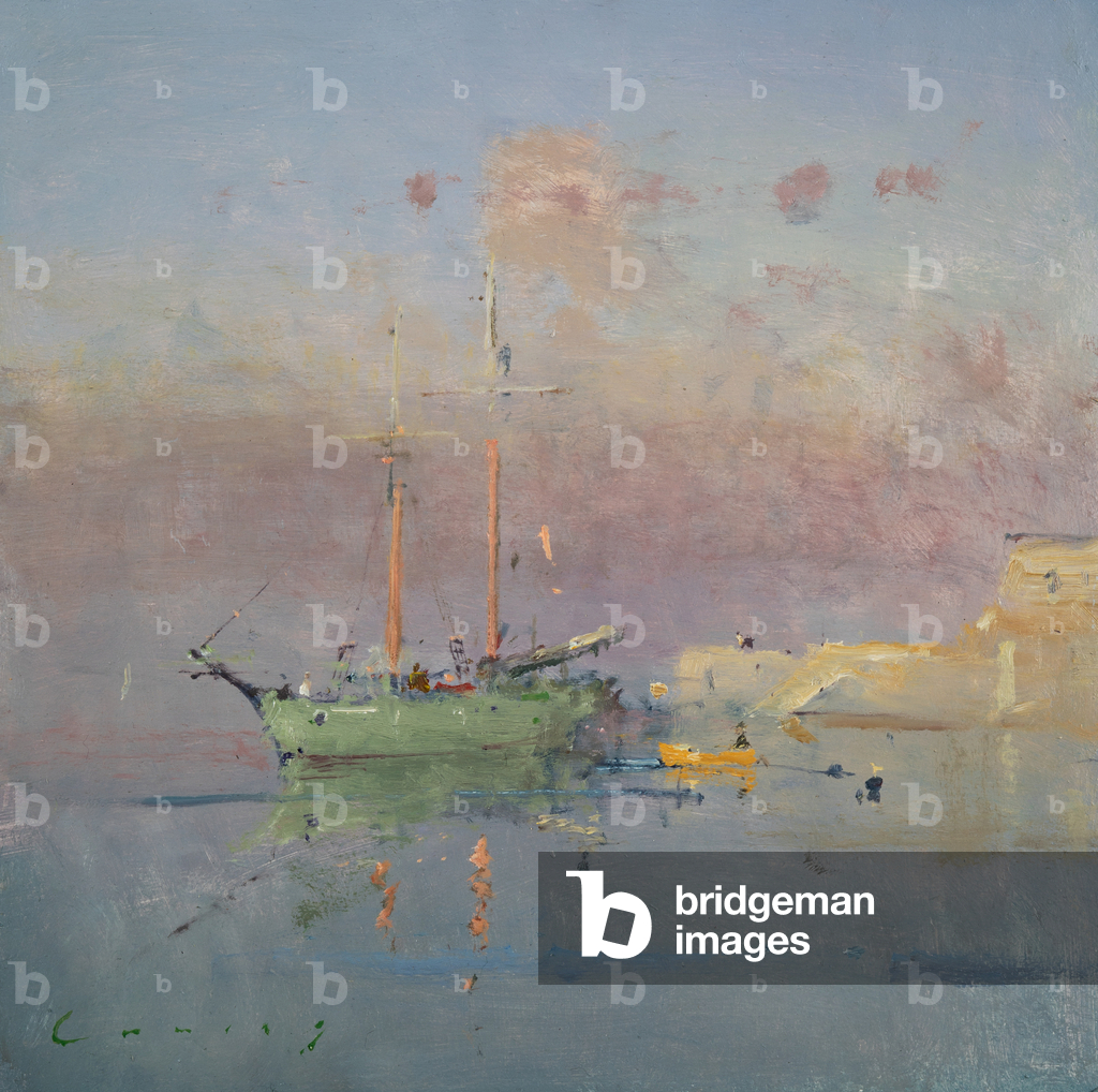 Immagine di Dipinto "Fowey Porto", 20th Secolo di Fred Cuming