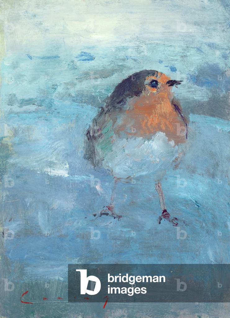 Bild von Gemälde "Robin Redbreast (Öl auf Karton)", 20. Jahrhundert von Fred Cuming