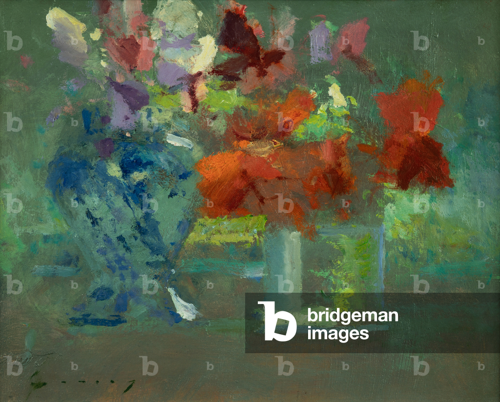 Sommerblumen (Öl auf Karton)