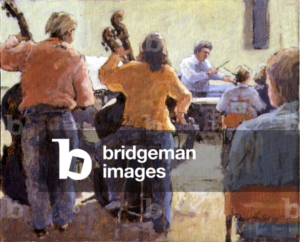 The Double Bass Section, Jersey Symphony Orchestra, 1997 (oil on canvas)