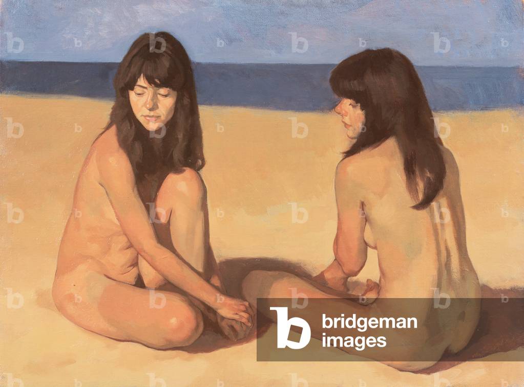 Two Nudes on a Beach (oil on canvas)