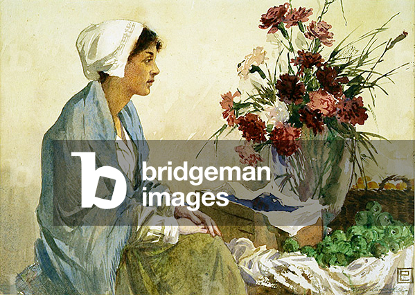 The Flower Seller (w/c on paper)