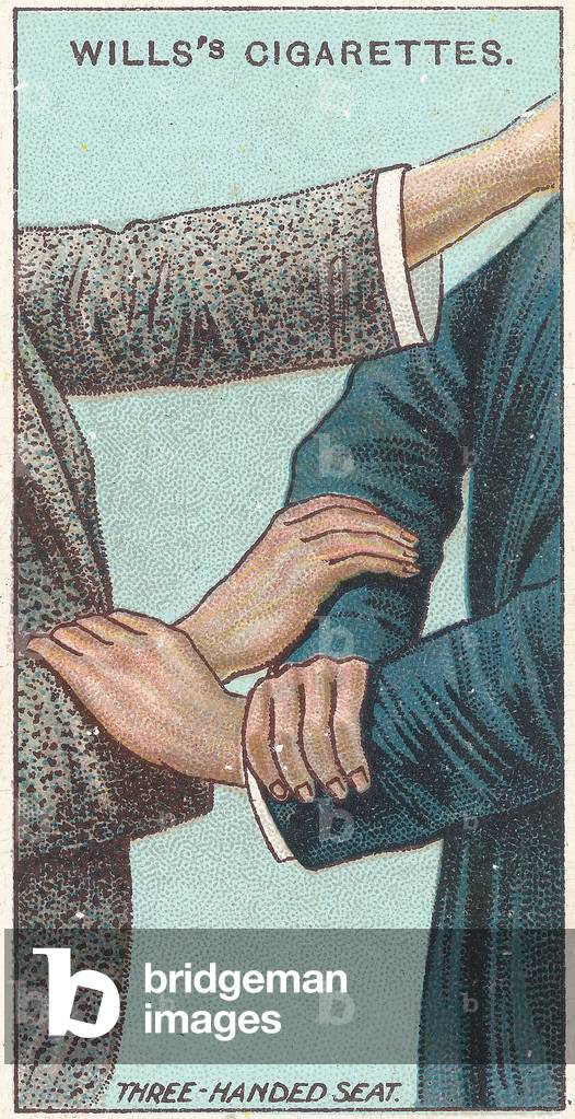 Three-handed seat, no.21 from the 'First Aid' series of 'Wills's Cigarettes' cards, 1913 (colour litho)