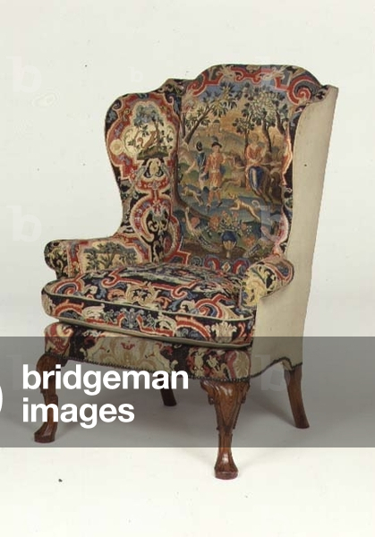 Queen Anne needlework-covered armchair, c.1710