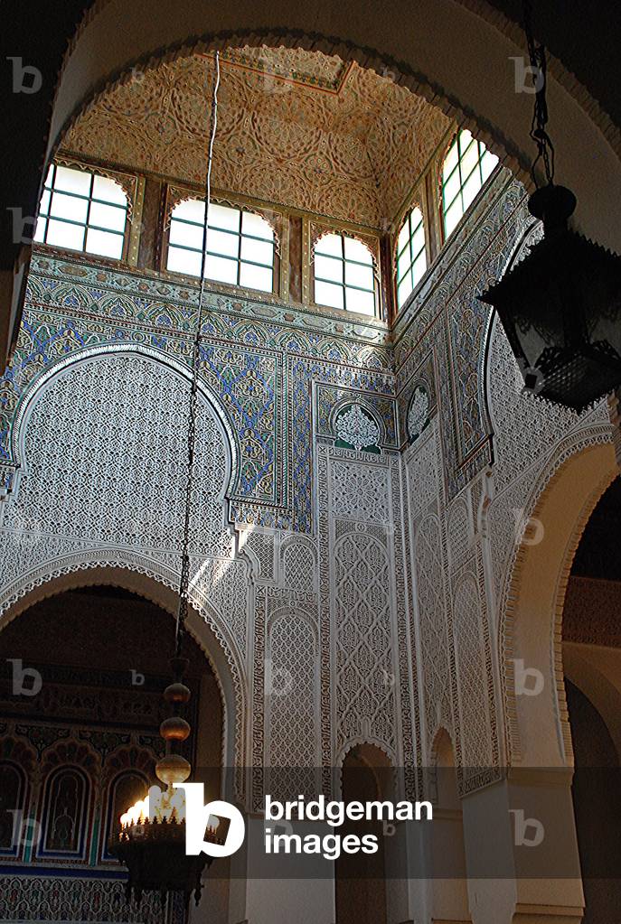 Mausoleum of Moulay Ismail, Meknes.  Interior of Mausoleum ablutions room, 16th century, Morocco